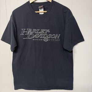 Vtg Harley Davidson T Shirt Valparaiso IN Made In USA Double Side Print Men L